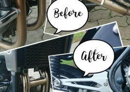 Před a po čištění Bluing Remover Autosol