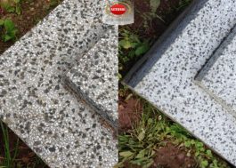 Čištění hrobu před a po pomocí Marble & Granite Cleaner Autosol