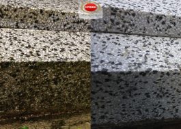 Čištění náhrobku před a po pomocí Marble & Granite Cleaner Autosol
