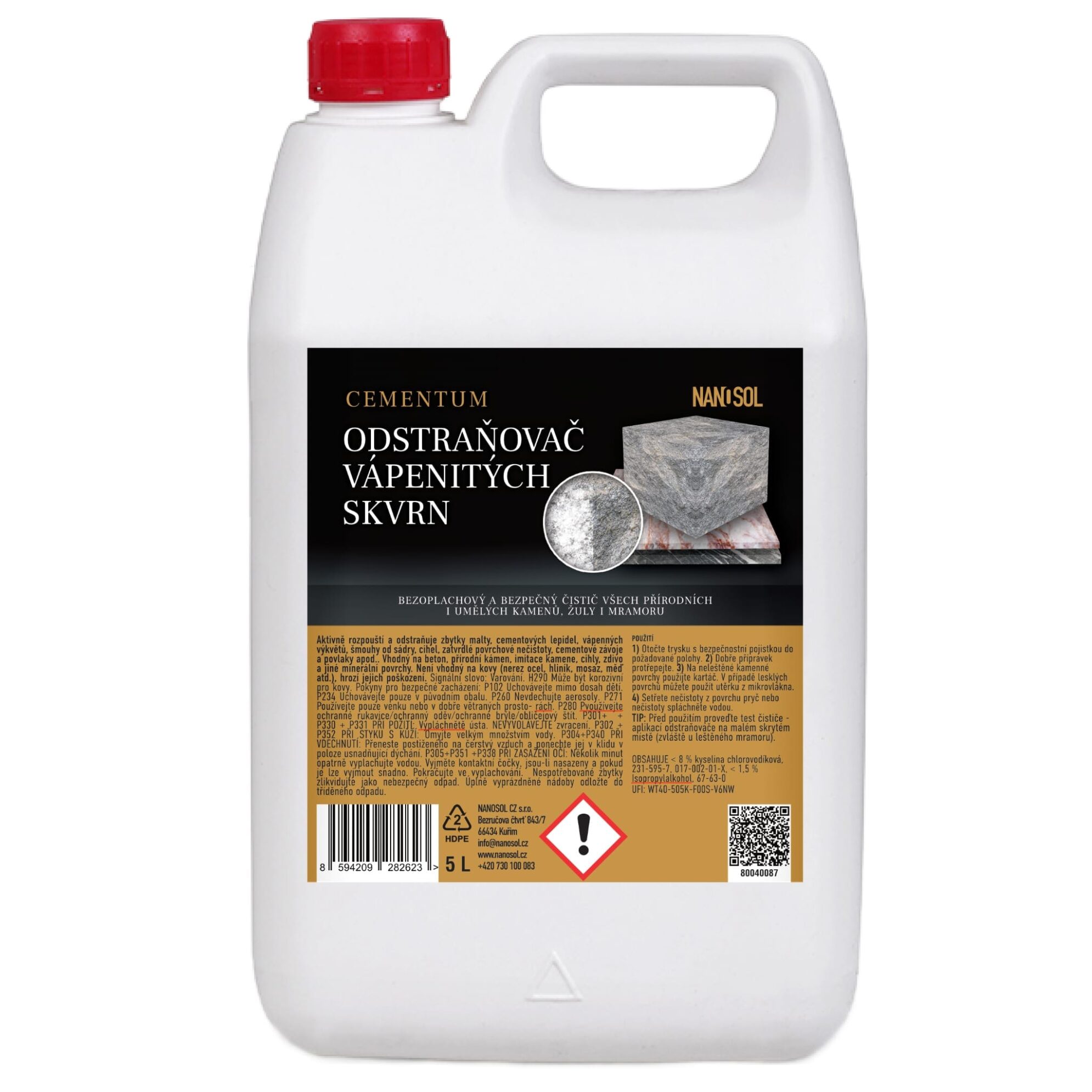 80040087-Odstranovac-vapenitych-skvrn-CEMENTUM-5L-NANOSOL-scaled